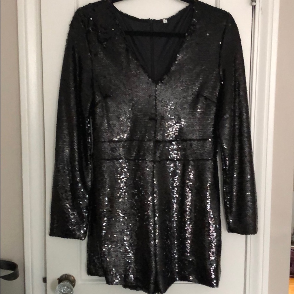 Black sequin romper